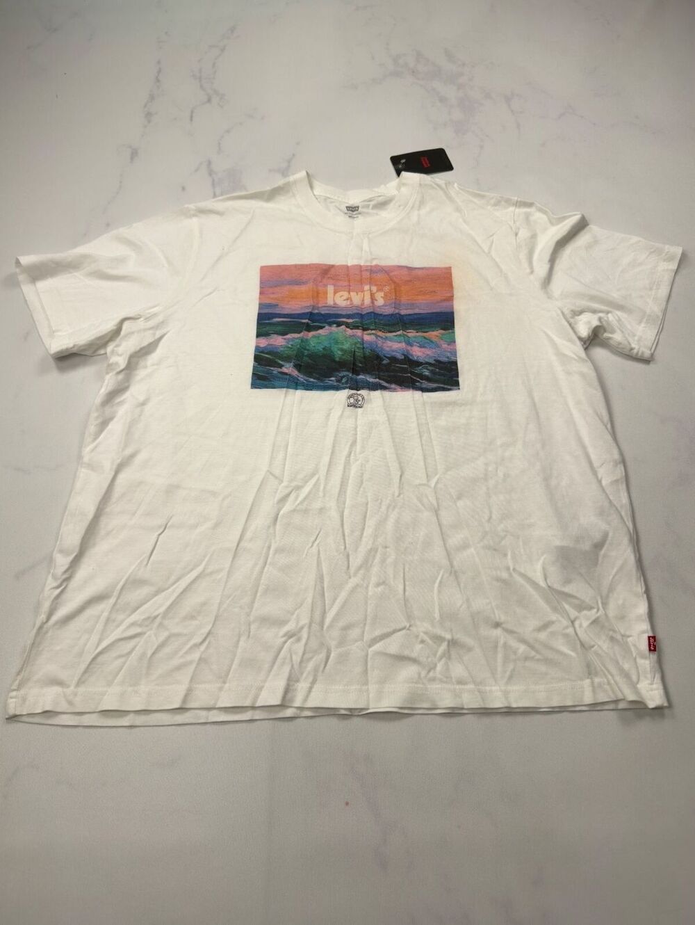 Levi's T-Shirt White Graphic Crew Neck Short Sleeve - Mens XL NWT